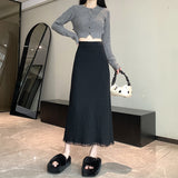 Tassel Knitted Skirt Women's Autumn Dress 2025 New High-Waisted Thin A Word Straight Bag Hip Long Skirt HZ0108
