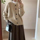 Autumn And Winter New Korean Design Love Buckle Solid Color Thick Collar Knitted Cardigan Loose Sweater Coat HZ0108