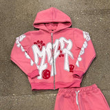 Trendy New Men's And Women's Same Pattern Digital Printing Loose Hoodie Jacket Set HZ0108