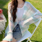 2025 Color New Korean Version Of The Mahai Hair Anti-Sleeve Loose Striped Knitted Shirt Women's Top Coat HZ0108
