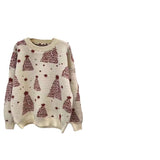 2025 Autumn And Winter New Korean Version Of The Round Collar Collar Loose Loose Lazy Wind Christmas Design Feeling Knitted Shirt Top Woman HZ0108