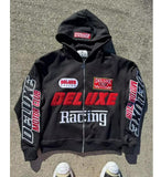 New Bacing Print Zipper Open-Shirt Street Hip Hop Fashion Casual Hoodie Hoodie HZ0108