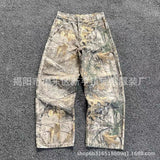 Direct Sales 2025 Summer New Retro Leisure Branches Camouflage Pants Water Wash Old Work Pants HZ0108