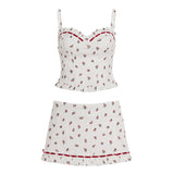 Women's Spice Girls Sexy Fashion Two-Sleeve Set Summer Sleeveless Broken Flower Suspension Clothing Low-Waist Short Dress Tide HZ0107