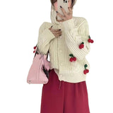 New Cherry Age-Slepeak Sweet Sweater Women's Short Thick Knitted Cardigans Lazy T-Shirts In The Fall/Winter 2025 HZ0108