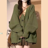 Korean Version Of V-Neck Lazy Wind Cardigan 2025 New Simple Sweater Women's Spring And Autumn And Winter Leisure Loose Knitting Shirt HZ0108