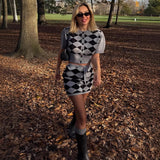 2025 Fashion Women's Clothing Collage Long Sleeves One-Word Wrapped Braided Trousers Three-Piece Set HZ0108