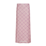 Pink Lattice Straight Tube Repair Net Yarn Spliced Babes Summer Holiday Bag Hips Thin Dress HZ0107