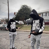 Y2K Flame Letter Print Street Casual Trend Cardigan Jacket Men And Women Loose Hoodie HZ0108
