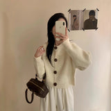 Autumn 2025 Women's Korean Version Of Retro Round-Neck Knitted Cardigan Sweater Coat Languid Loose Soft Glutinous Temperament Top HZ0108