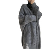 Autumn 2025 Women's New Long Knitted Cardigan Long Sleeve Lazi Sweater Coat Outside The Wind HZ0108