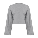 Personalized Street Casual Round Collar Collar Loose Blouse Lazy Windy Fashion Umbilical Long-Sleeved T-Shirt HZ0108