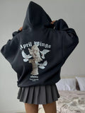 2025 Early Spring New Angel Printing Women's Spring And Autumn Hooded Loose Hundred Coat Women's Short Loose HZ0108