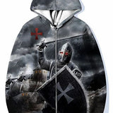 2025 Autumn Zipper Hoodie 3D Digital Printing Men's Trend Loose Leisure Clothing HZ0108