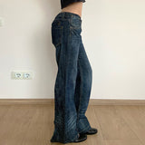 Spice Girls Vintage Folded Washing Water To Make Old Loose Street Low-Rise Jeans Slim Jump Casual Straight Pants HZ0107