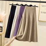 Thick Knitted Skirt Women's Autumn And Winter Women's Shading Crotum Long Yarn Dress With A-Shaped Skirt HZ0108