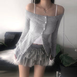 Pure Lust Lace Lace Splicing A Collar Collar Buckle Blouse Hottie Slim Thin Long Sleeve Bottom Shirt T-Shirt Girl HZ0107