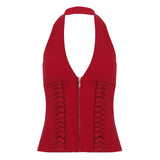 Summer New INS Star With Strapped Vest Hottie Sexy Waist V-Neck Hanging Neck Bare Back Coat HZ0107