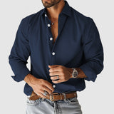 2025 Hot Sales Simple Denim Style Men's Long-Sleeved Collar Shirt 3D Digital Printing Source HZ0107