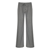 Street Hit Striped Knitted Casual Pants Commuting Daily Lazy Feeling Loose Straight Legs Trousers Women Summer HZ0107