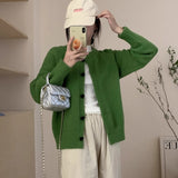 Autumn And Winter New Korean Design Love Buckle Solid Color Thick Collar Knitted Cardigan Loose Sweater Coat HZ0108