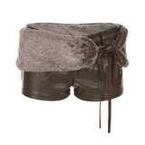 Autumn Street Sexy Hottie Hair Belt Plus Leather Splicing Low-Rise Leather Pants Two-Sleeve HZ0108