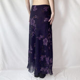 2025 Autumn And Winter Women's Clothing In Hot Girls Mysterious Purple Plant Print Mesh Splicing Thin High Waist Half-Dressed HZ0107