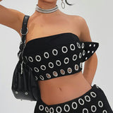 Street Hip Punk Style Metal Chicken Eye Decoration Chest Vest Hot Girl Cool Wrapped Blouse HZ0107