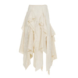 Wasteland Trough Lace Irregular Dress Girl's Niche Low-Waist A-Word Swing Long Skirt HZ0107