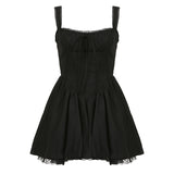 2025 Lace Splicing Waist Folding Waist Thin Sling Skirt French Style Ballerina Style Dress HZ0107