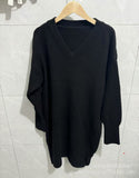 2025 Autumn And Winter New Korean Version Of The V-Neck Long Loose Sweater Women's T-Shirt Languid Knitting Shirt HZ0108