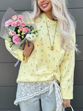 Women's Crumped Flower Sweater Autumn Women's New Loose Leisure Fashion Flower Sweater HZ0108