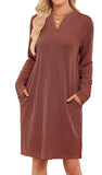 TK2025 Autumn And Winter New Loose V-Neck Pocket Leisure Long-Sleeved Home Dress HZ0108