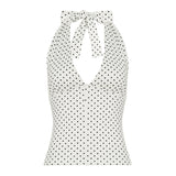 Spring/Summer 2025 New Hanging Neck With Sexy Low Chest Dew Back Slim Sleeveless Vest Blouse HZ0107