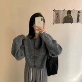 Autumn 2025 Women's Korean Version Of Retro Round-Neck Knitted Cardigan Sweater Coat Languid Loose Soft Glutinous Temperament Top HZ0108
