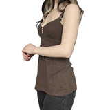 Vintage Strap To The Waist Thin Button V-Neck Sling Hottie Sexy Folds A Put On A Blouse HZ0107