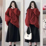 Vintage Mahjong Sweater Women's Autumn And Winter 2025 Women's Loose Lazy Style Long Soft Knitted Shirt HZ0108