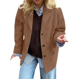 2025 Autumn And Winter Women's Brown Loose Pocket Long-Sleeved Blazer Women's Suit Casual HZ0108