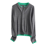 Design Sense Of The Color Collar Knitted Cardigan 2025 Spring And Autumn French Style Color Show Thin Women's Clothing Two HZ0108