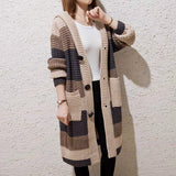 Lazy Wind Loose Coarse Wool In Long Hooded Coarse Knitted Cardigan Women's 2025 Autumn Women's Sweater Coat HZ0108