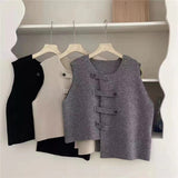 Spring And Autumn Outside The Stacked Cardigan Shoulder Temperament Literary Style Small Design Irregular Knitting Vest Vest Woman HZ0108