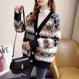 Autumn And Winter Red Rhyme Sweater Cardigan Jacket Women's New Loose Lazy Wind Women's Knitwear In The Spring And Autumn Of 2025 HZ0108