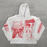 Spring And Autumn New Angel 3D Printed Hoodie Zipper Men And Women With The Same Loose Sweater Y2K Retro Style HZ0108