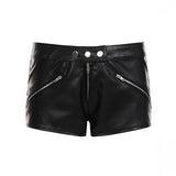 Sexy Babes Style Slimish Low-Rise Leather Zipper Shorts New Personality Trend Hot Pants HZ0108