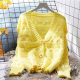 Lazy Wind Sweater Korean Version Of Autumn And Winter New Three-Dimensional Flowers Small Fragrant Knitted Open Shirt Wearing French Women's Coat HZ0108