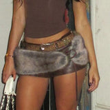 Spice Girls Retro Street Fashion With Personalized Leather Pants Autumn And Winter New Tying With Irregular Fur Belt Two Sets HZ0107