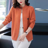 Knitted Cardigan Women's Coat 2025 Spring And Autumn Women's Clothing With Loose Gas Long-Sleeved Casual Zipper Sweater HZ0108