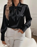 2025 Explosion Autumn Long-Sleeved Bow-Scuttered Women's Shirt Shirt Top HZ0108