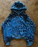 Trendy New Winter Leopard Hooded Cardigan Blouse Loose Casual Hip-Hop Broad Leg Trousers Set HZ0108