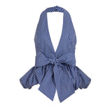 Yujie Wind Bow Hanging Neck Vest Woman Wearing A New Dress In The Female Style V Collar Bare Back Pont Top HZ0108